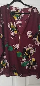 Like new burgundy floral blouse